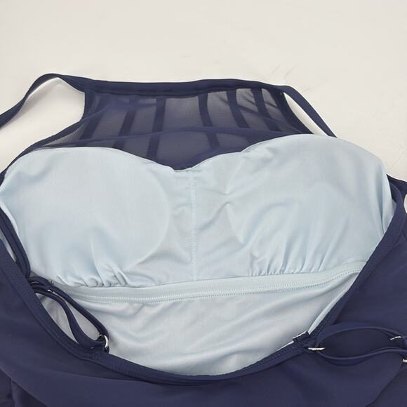 Cupshe Womens Navy Blue One Piece Swimsuit Mesh Details Size Medium - Picture 10 of 16